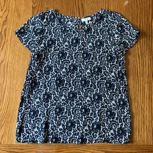 Joie Black and Ecru Floral Blouse